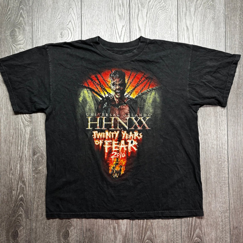 Universal Orlando Halloween Horror Nights XX 2010 T-Shirt Mens Large Black HHN
